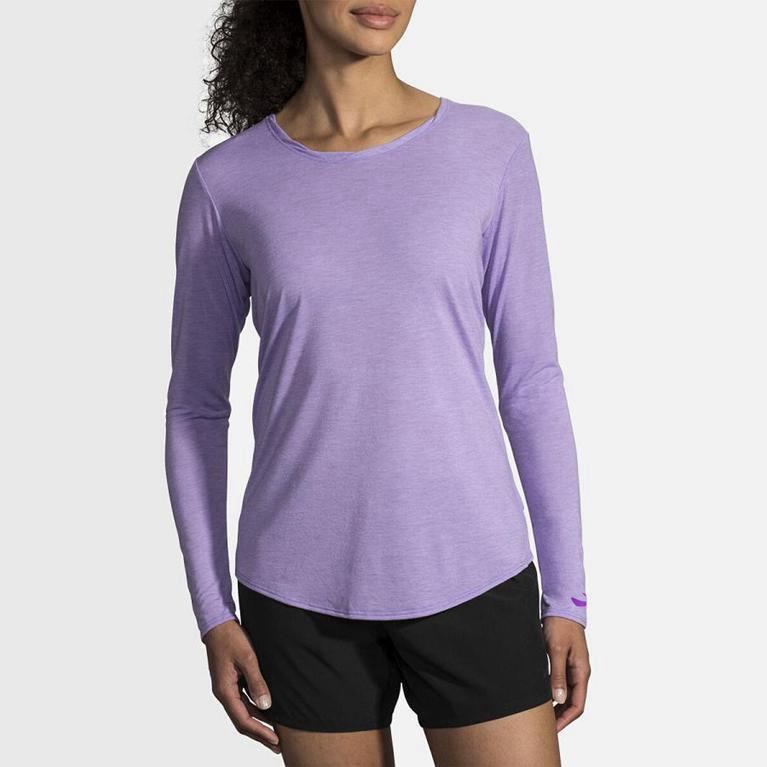 Brooks Distance Womens Long Sleeve Running Shirt Ireland Purple (CXNH-12957)